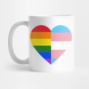 LGBT Rainbow And Transgender Pride Flag Heart Mug